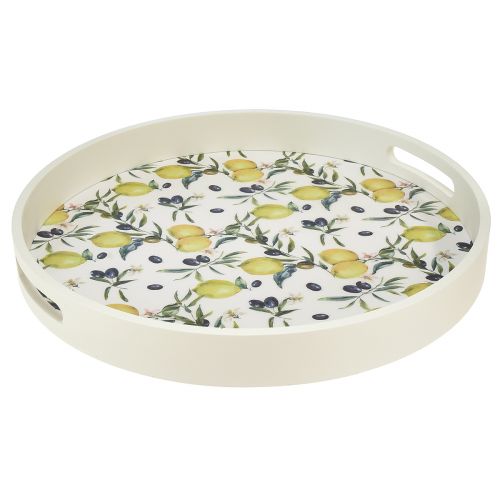 Product Decorative tray white tray olives and lemons wood Ø35cm