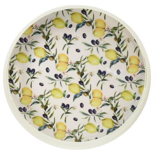 Floristik24 Decorative tray white tray olives and lemons wood Ø35cm