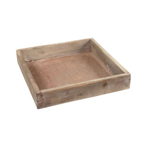 Floristik24 Decorative tray square wooden tray natural 20×20×3.5cm 2pcs