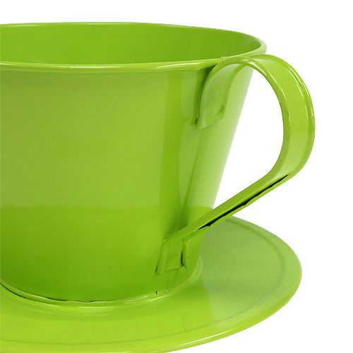 Floristik24 Decorative cup with plate Green Ø16cm H11cm