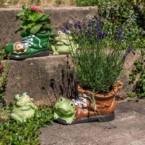 Product Decorative planter, shoe with frog, ceramic 30×18cm H15cm