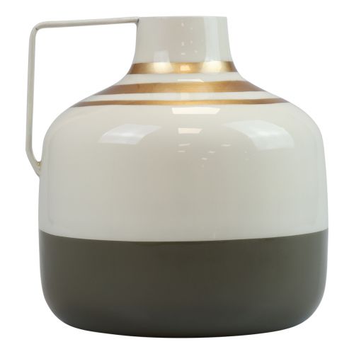 Product Decorative vase metal handle cream/grey/gold Ø16cm H17cm