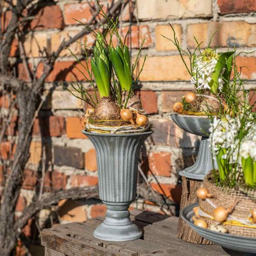 Floristik24 Decorative vase vintage cup vase goblet vase gray H21.5cm Ø15cm