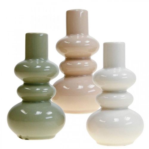 Decorative vases, ceramic vase set spherical H13.5cm Ø7.5cm 3pcs