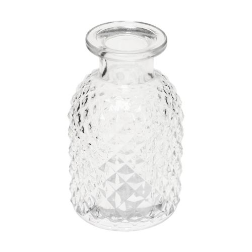 Floristik24 Decorative vases mini glass clear retro rhombus Ø5.5cm H9cm 6pcs