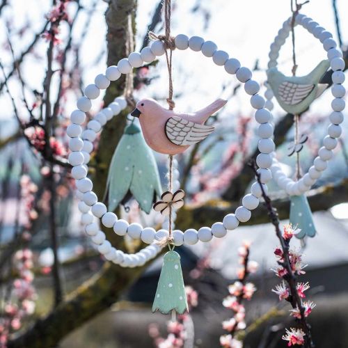 Product Decorative Birds Wood for hanging Bird with flower Mobile H30cm 3pcs