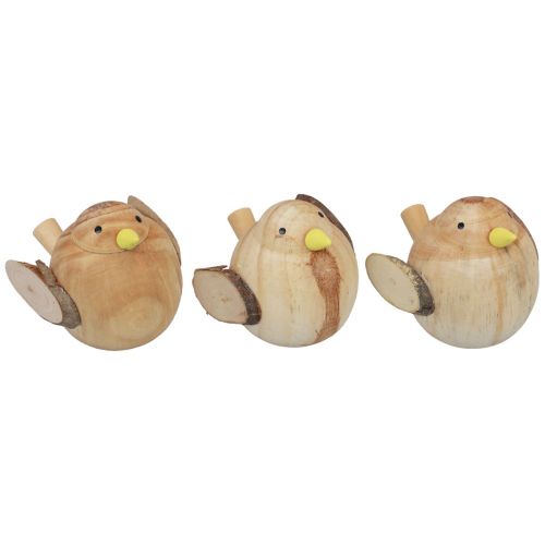 Decorative birds wooden birds table decoration spring nature 7cm 3pcs