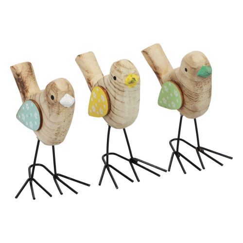 Floristik24 Decorative birds wooden birds table decoration spring natural colorful 12cm 3pcs