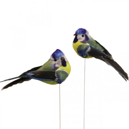 Product Deco Birds on Wire Spring Deco Blue Tit 10×3cm 9pcs