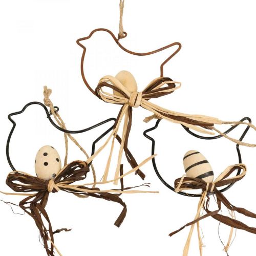 Floristik24 Decorative Birds for Hanging Black/Natural/Rust 8.5×7.5cm 6 pcs