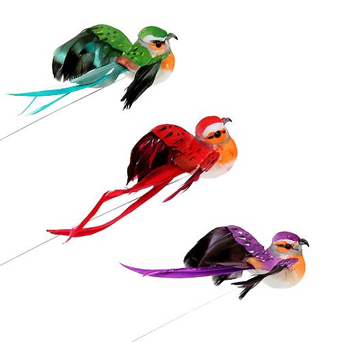 Product Decorative bird assorted 12cm 9pcs