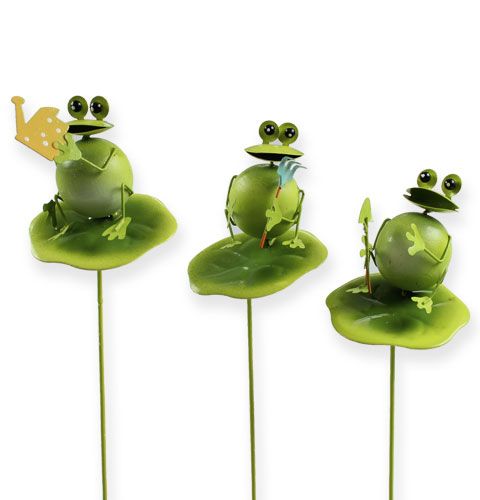 Floristik24 Decorative frog with gardening implement on the rod 6pcs