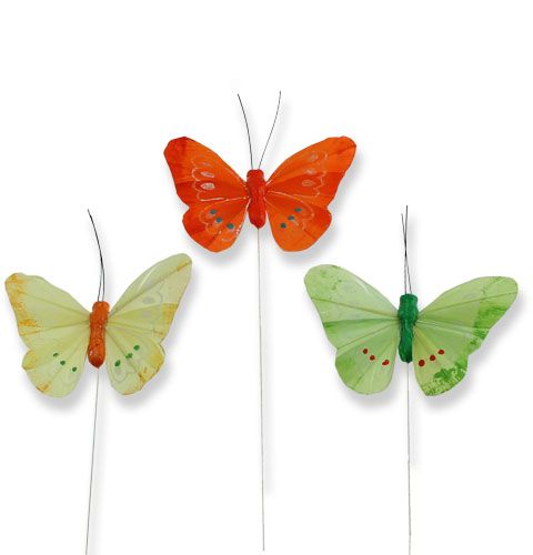 Floristik24 Decorative butterflies on the wire multicolored 8 cm