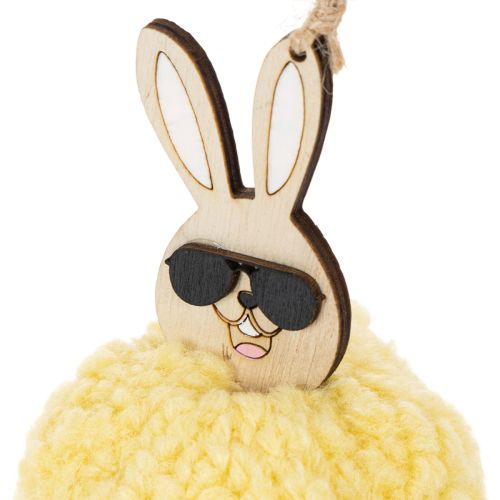 Product Easter Bunny Decoration for Hanging, Fluffy Bunny, Yellow, Ø7cm, 6 Pieces