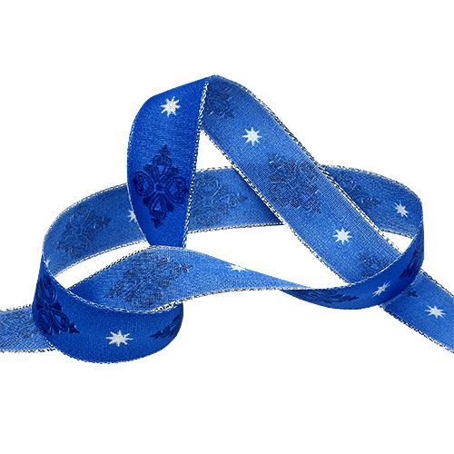Product Gift ribbon for decoration blue with pattern 25mm 20m