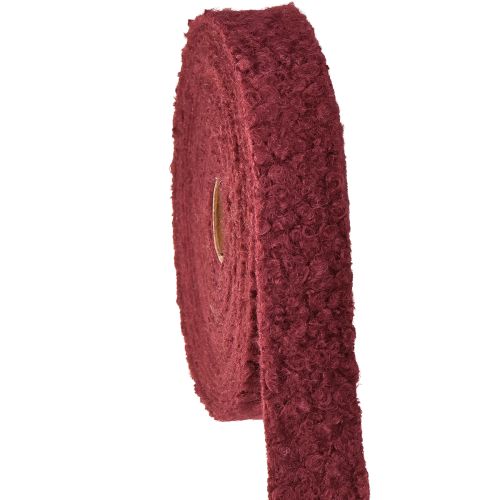 Decorative ribbon Bordeaux wool look wide fabric ribbon 40mm 8m