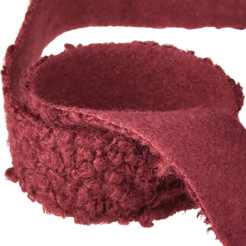 Product Decorative ribbon Bordeaux wool look wide fabric ribbon 40mm 8m