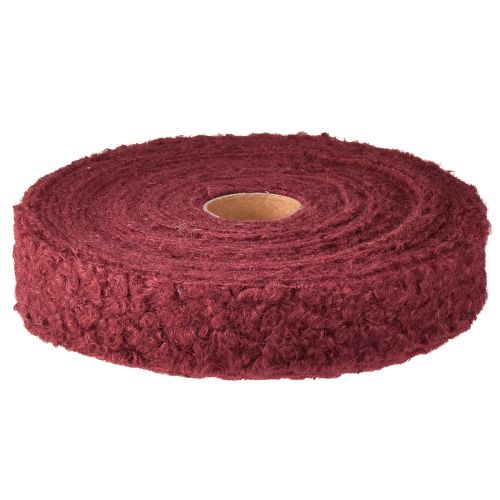 Product Decorative ribbon Bordeaux wool look wide fabric ribbon 40mm 8m