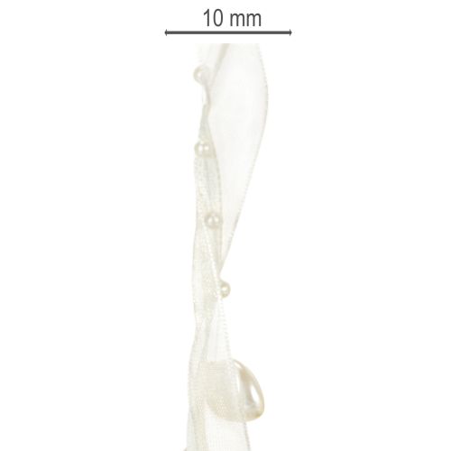 Product Decorative ribbon, cream, hearts, pearls, wedding decoration, 10mm, 5m