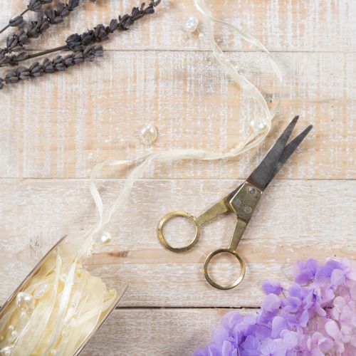 Product Decorative ribbon, cream, hearts, pearls, wedding decoration, 10mm, 5m