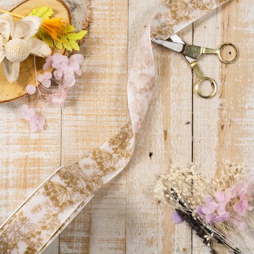 Gift ribbon with plant motifs, dill decorative ribbon, 40mm wide, 20m long | Floristik24.co.uk