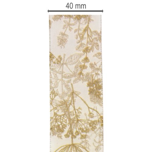 Gift ribbon with plant motifs, dill decorative ribbon, 40mm wide, 20m long | Floristik24.co.uk