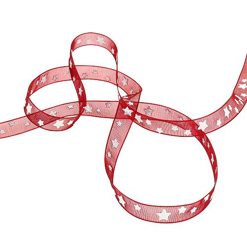 Product Gift ribbon for decoration dark red with stars 10mm 20m