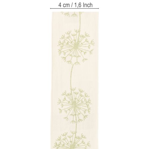 Product Decorative ribbon, gift ribbon, dandelion design, cream, 40mm, 15m