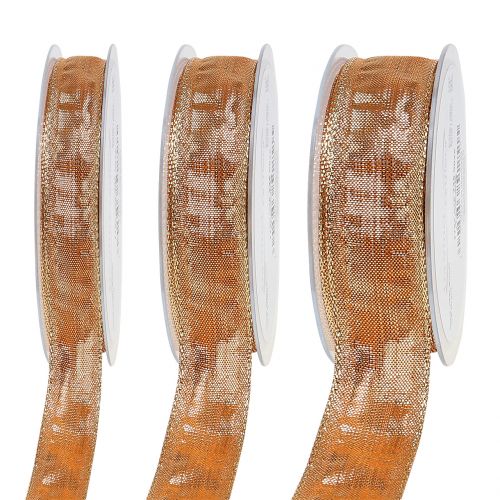 Deco ribbon gold with wire edge 25m