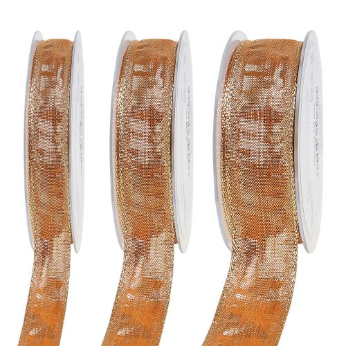 Floristik24 Deco ribbon gold with wire edge 25m