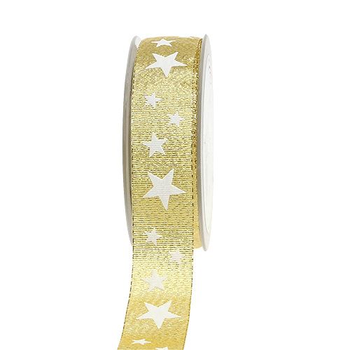 Floristik24 Deco ribbon gold with star pattern 25mm 20m