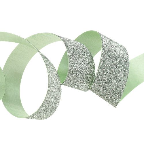 Floristik24 Gift ribbon for decoration light green with mica 10mm 150m