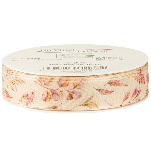 Product Decorative ribbon Autumn Gift ribbon Beige Pink 25mm 20m