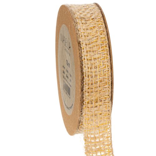 Floristik24 Decorative jute ribbon, yellow, natural, 25mm; rustic decorative jute ribbon, 10m