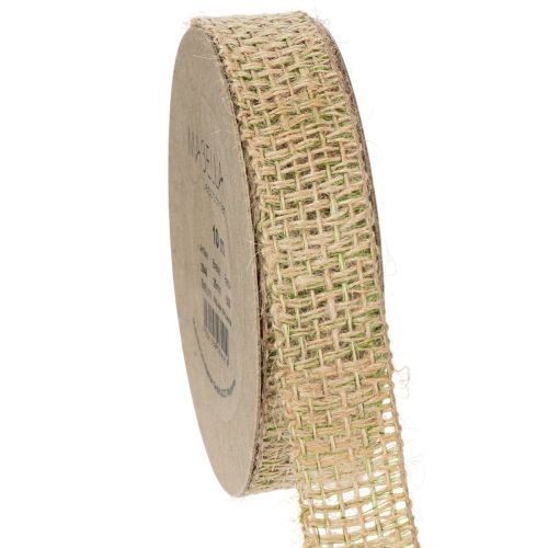 Floristik24 Green jute decorative ribbon, natural, 25mm wide, 10m length