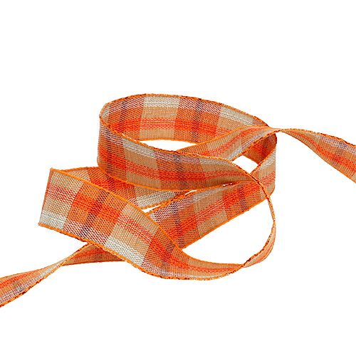 Gift ribbon for decoration plaid orange 25mm 20m