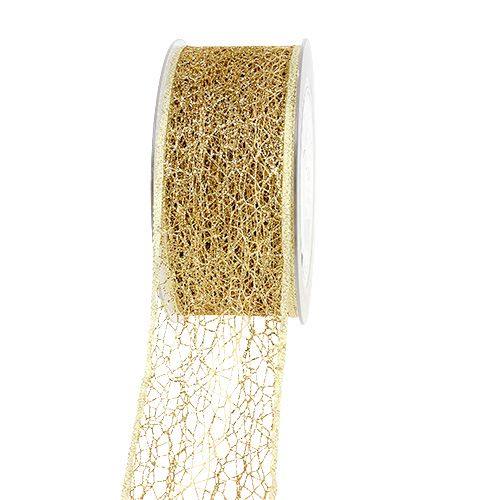 Floristik24 Deco ribbon net ribbon gold 50mm 20m