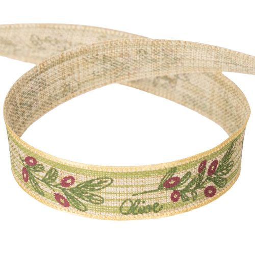 Product Gift ribbon olive branch with elegant branches and olives 1.5cm 15m