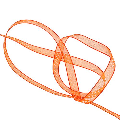 Product Decorative ribbon orange with dots 7mm 20m