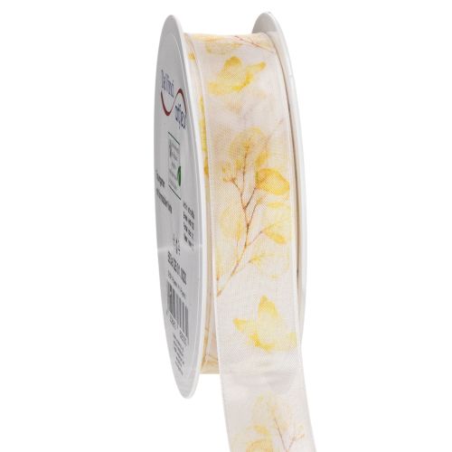 Organza Ribbon with Leaf Branch Design 25mm x 20m