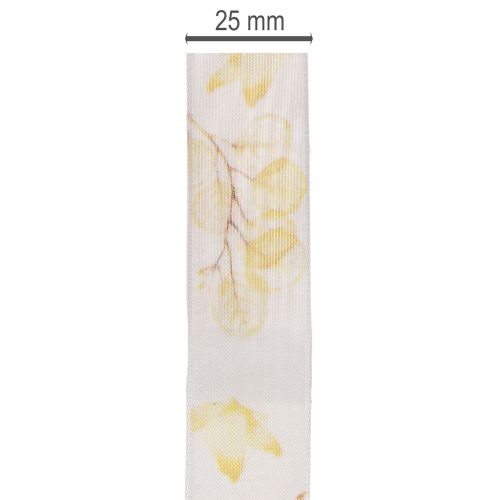 Organza Ribbon with Leaf Branch Design 25mm x 20m | Floristik24.co.uk