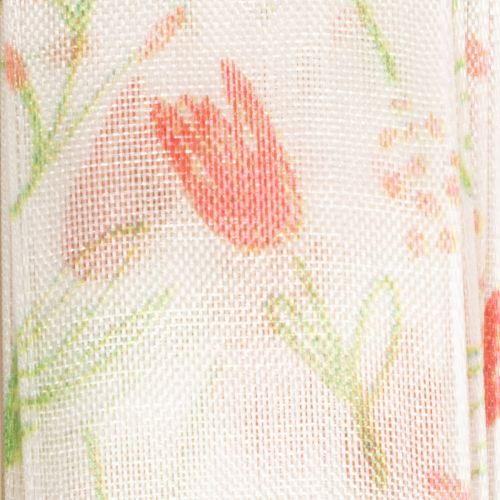 Product Gift ribbon with tulip pattern, creative for special occasions and seasonal decoration, 2.5cm wide, 18m long