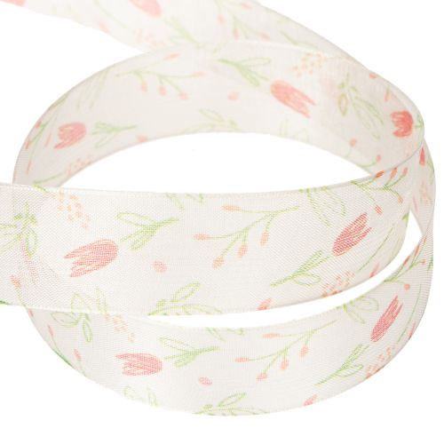 Product Gift ribbon with tulip pattern, creative for special occasions and seasonal decoration, 2.5cm wide, 18m long