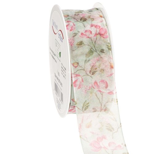 Floral design gift ribbon for elegant gift wrapping, 15m