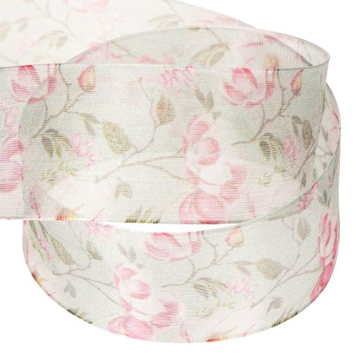 Product Floral design gift ribbon for elegant gift wrapping, 15m