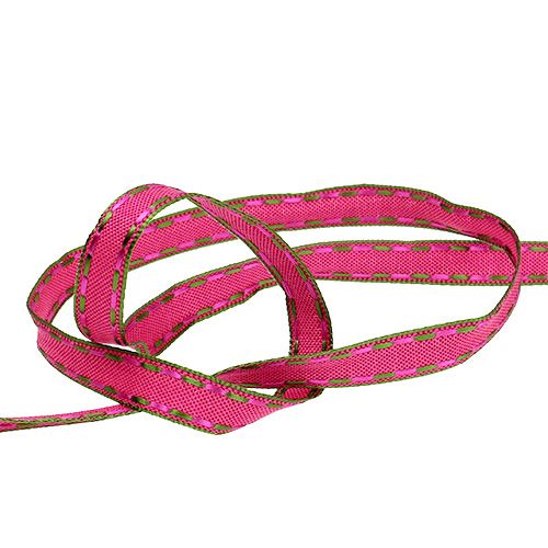 Product Gift ribbon for decoration Pink with wire edge 15mm 15m
