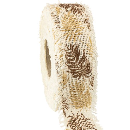 Floristik24 Decorative ribbon tropical leaves cotton ribbon brown 30mm 15m