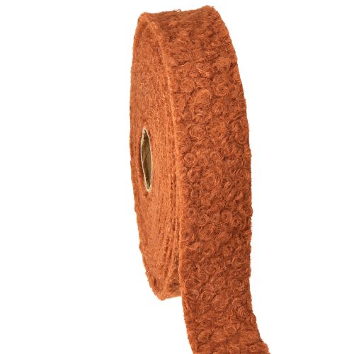 Decorative ribbon red-brown wide fabric ribbon wool look 40mm 8m