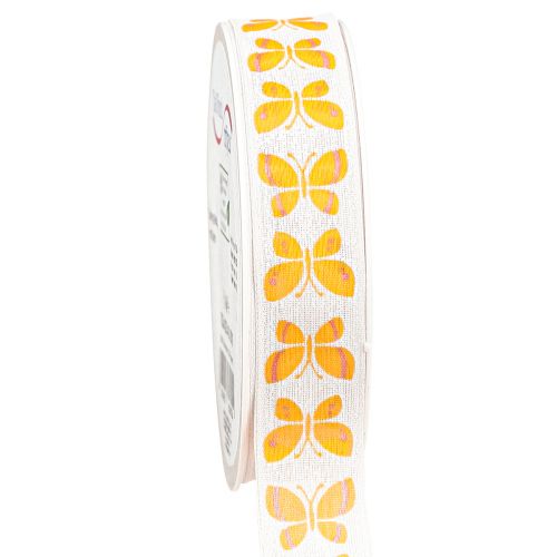 Product Decorative Ribbon Butterflies Orange Wire Edge 25mm 18m