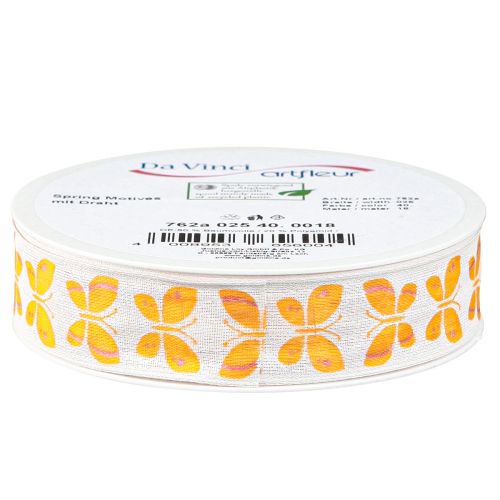 Product Decorative Ribbon Butterflies Orange Wire Edge 25mm 18m